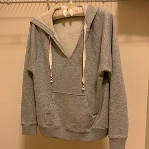 J.Crew garment dyed V-Neck Hoodie Sweatshirt